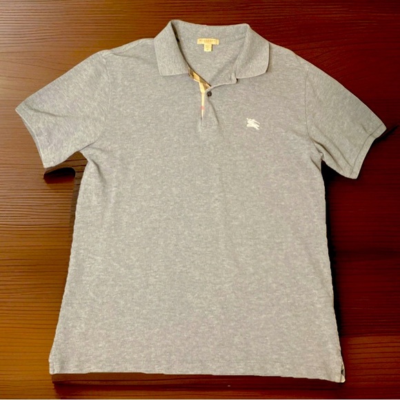 Burberry Brit Embroidered Classic Polo Shirt M Grey  Mens - Picture 1 of 6
